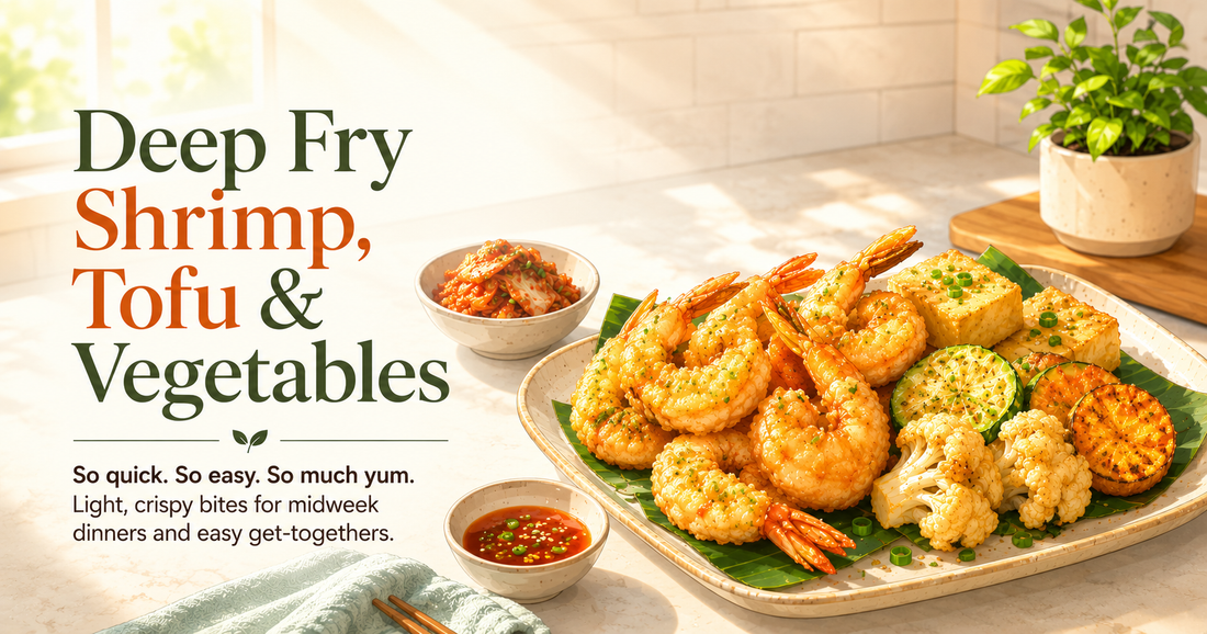 Deep Fry Shrimp, Tofu, and Vegetables with Gluten-Free Korean Crispy Fry Mix