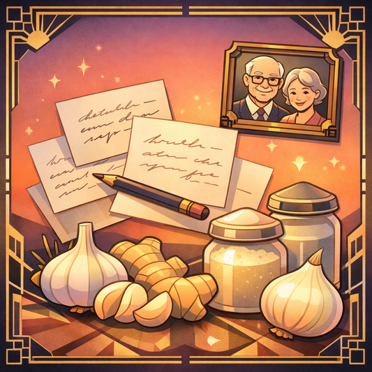 Illustrated assortment of cooking ingredients representing recipe inspiration and homemade preparation with Goyeo Foods