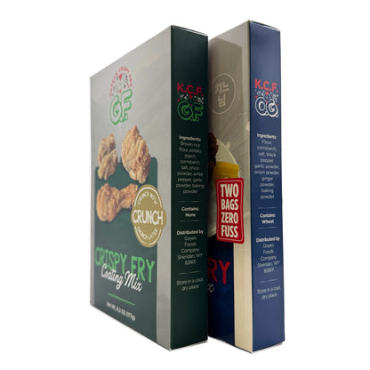Goyeo Foods packaging comparison image showing ingredient and company information for Original and Gluten-Free mixes