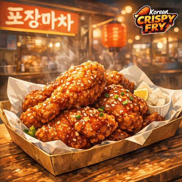 Korean fried chicken served with sauce and garnish showcasing flavor and presentation using Goyeo Foods mix