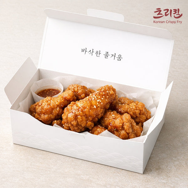 Korean Crispy Fry product packaging displayed on clean surface as part of the brand story section