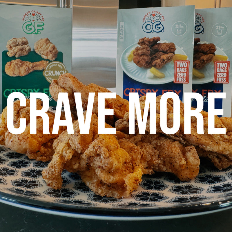 Crispy Korean fried chicken close-up image used in Goyeo Foods crave-more brand banner